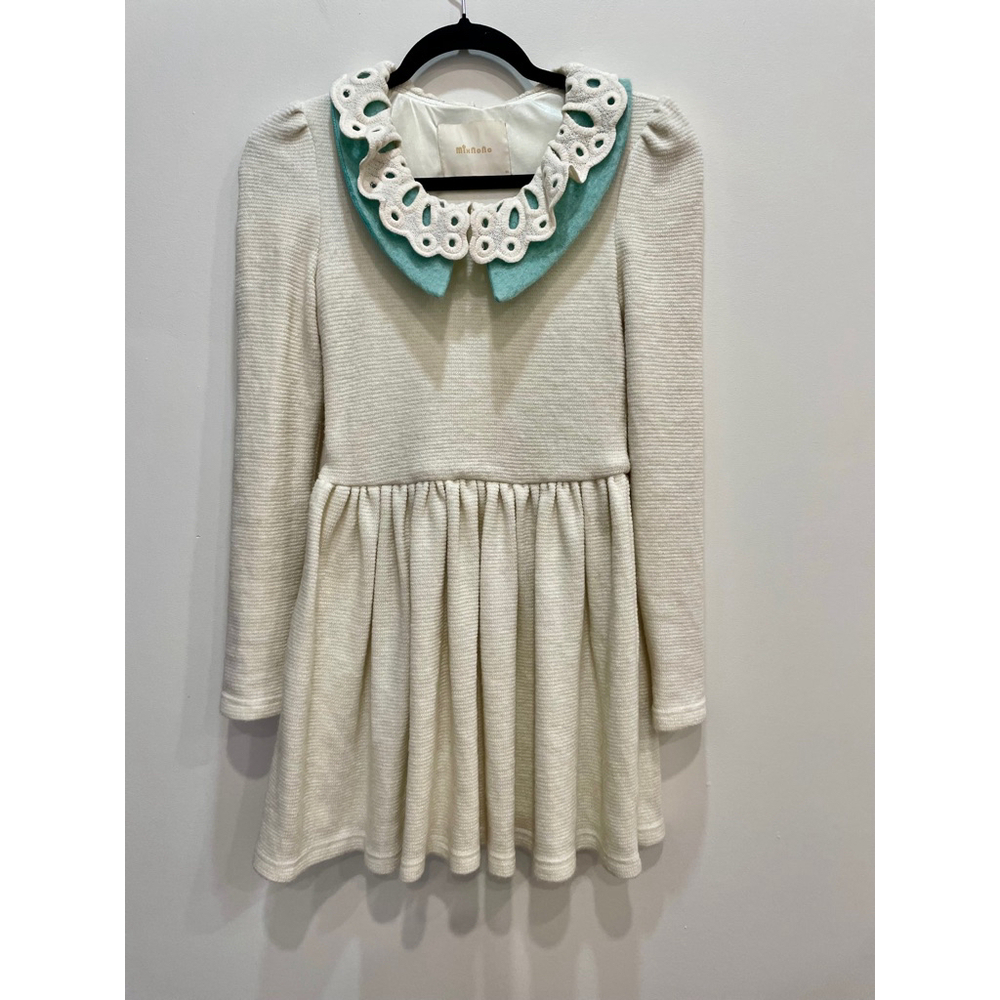 Retro Knit Mini Dress Peter Pan Collar crochet lace S coquette Lolita Soft Girl